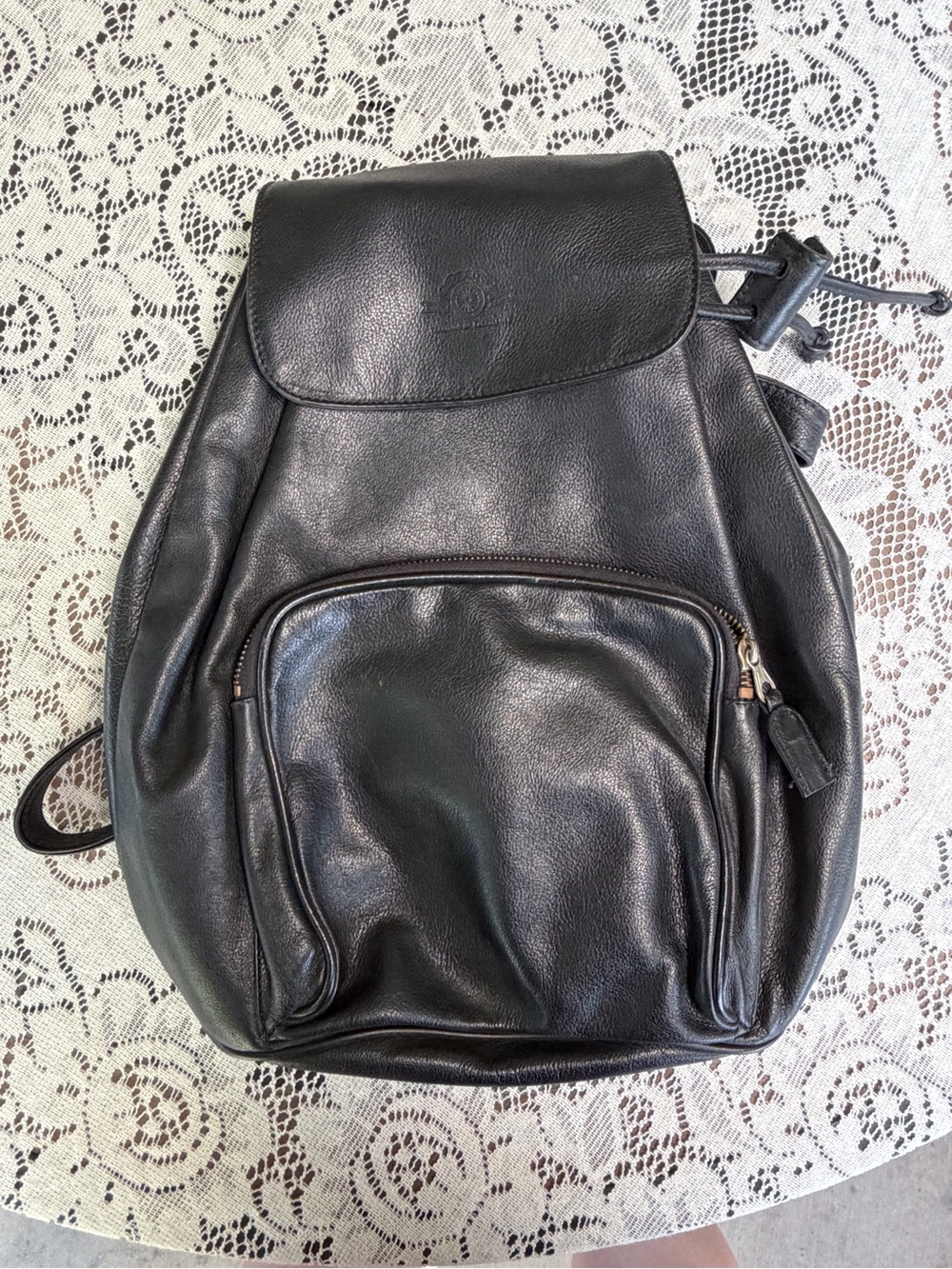 Classic Black Leather Backpack